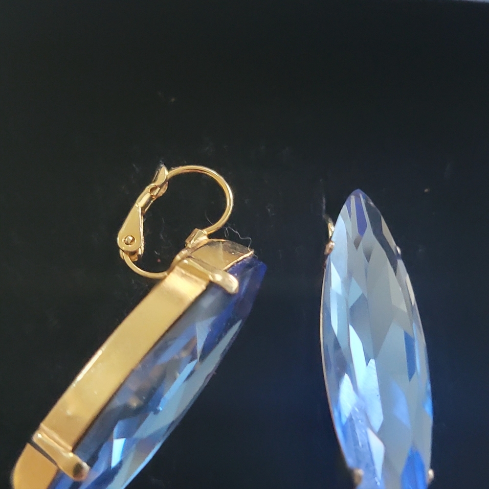 Elegant Light Sapphire Crystal Navette Earrings